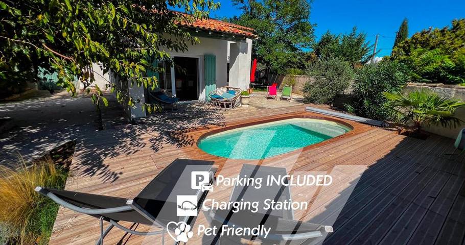 Appartement de vacances pour 10 personnes, avec Terrasse ainsi que Jardin et Piscine