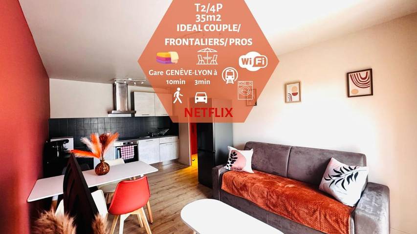 Gîte pour 4 personnes, avec Balcon ainsi que Terrasse et Vue à Bellegarde-sur-Valserine