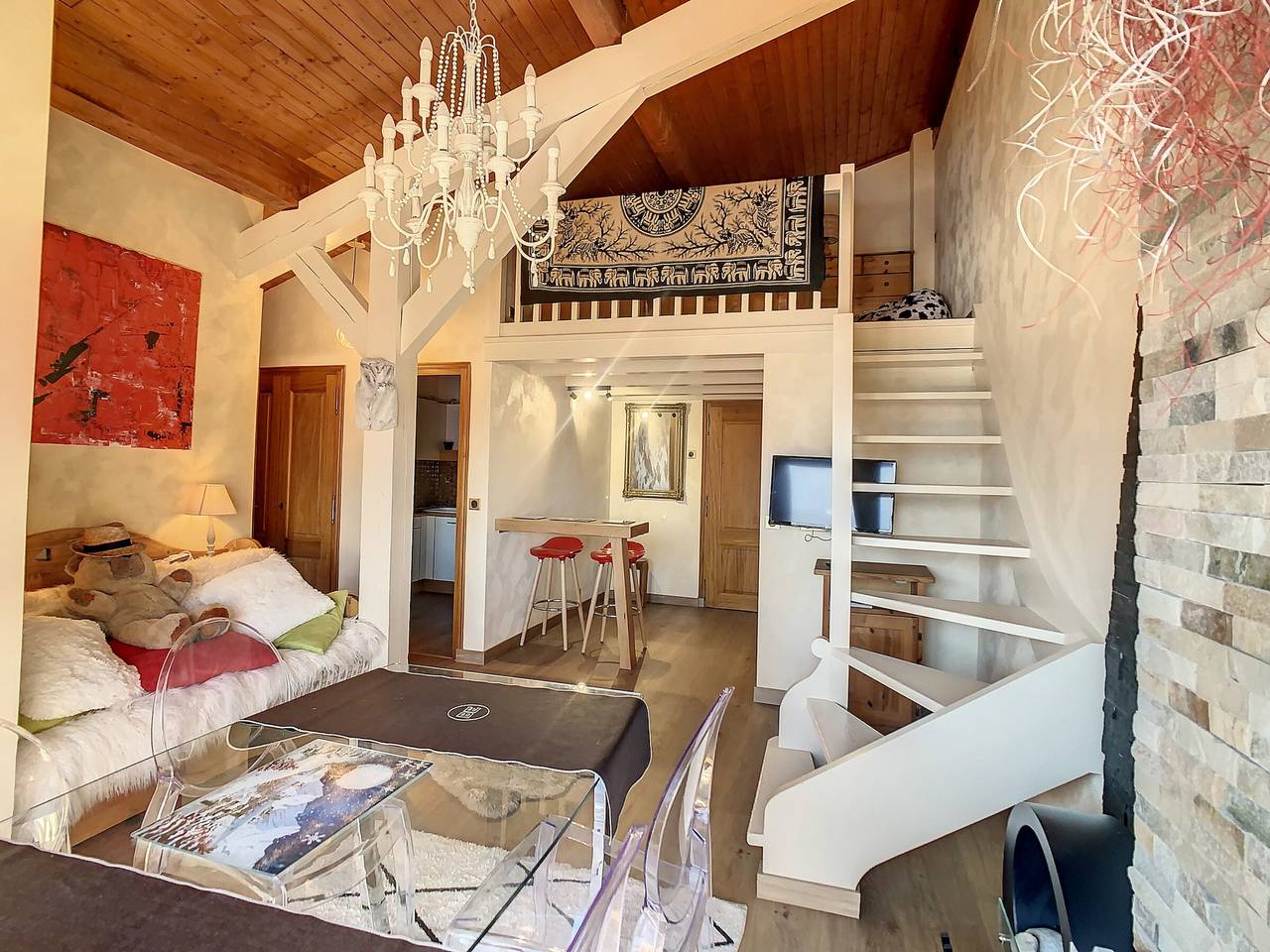 Ganze Wohnung, 2 Zimmer + Galerie direkt an den Pisten von Combloux in Combloux, Pays du Mont-Blanc