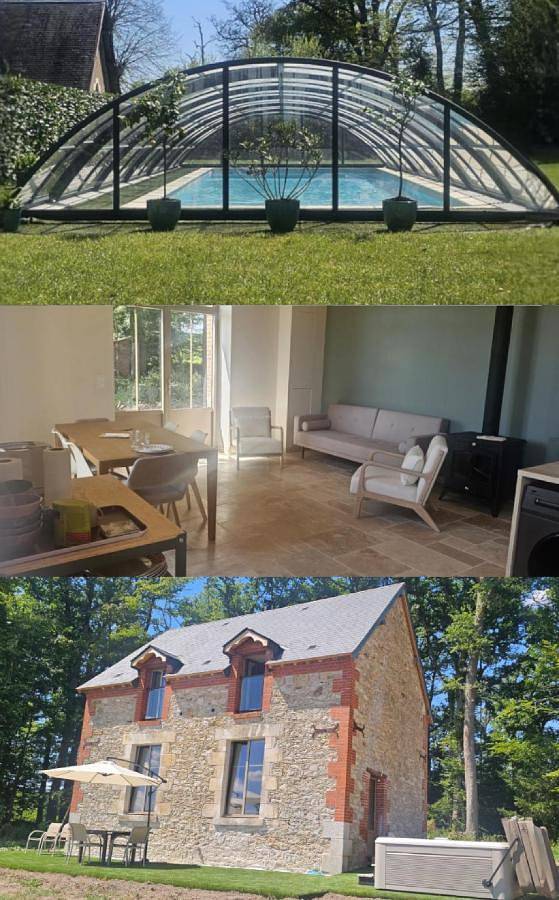 Maison de vacances pour 6 personnes, avec terrasse et jardin ainsi que piscine et vue