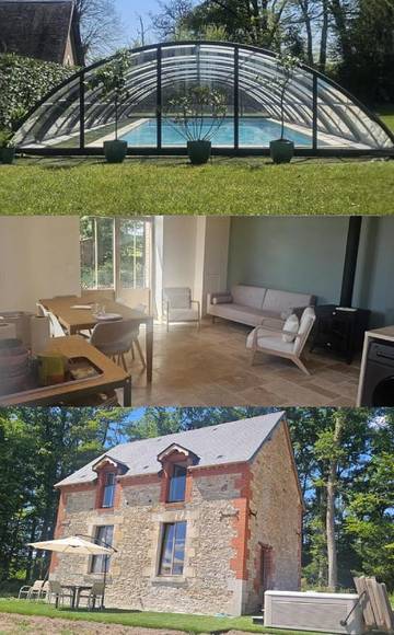 Gîte pour 6 personnes, avec piscine et jardin ainsi que terrasse et vue à Les Montils