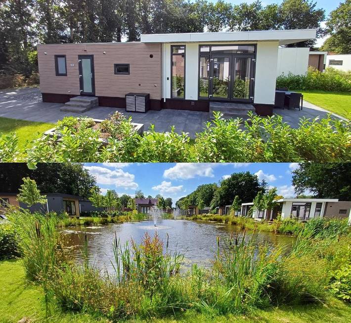Chalet voor 4 personen, with Terras and Tuin as well as Zwembad and Uitzicht op het meer in Ermelo