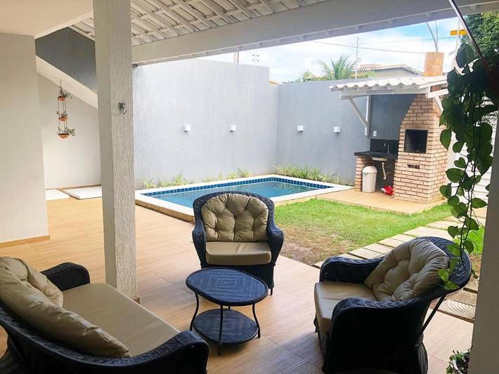 Casas e apartamentos de temporada para 8 pessoas, com piscina e jardim em Ponta do Mangue