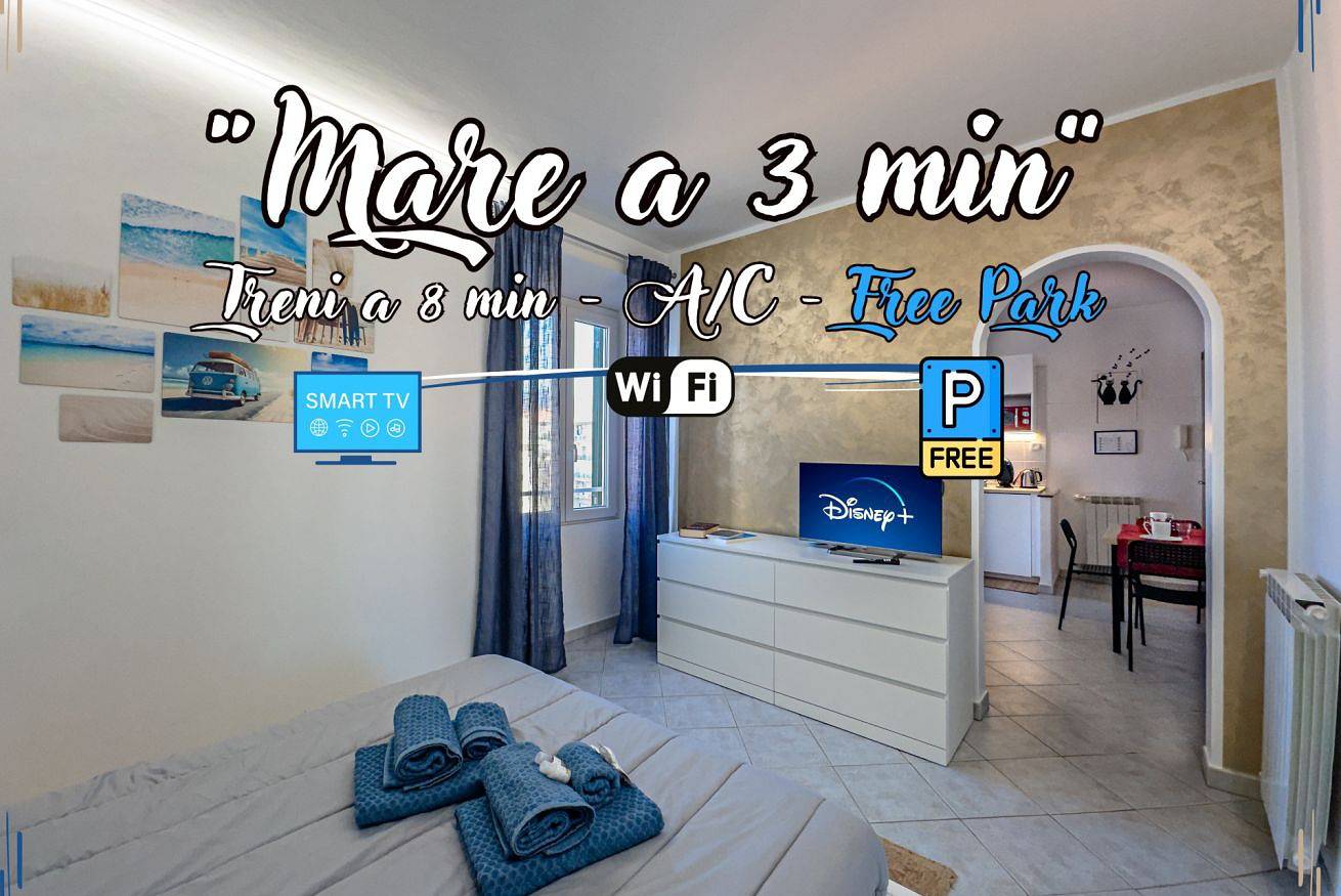 Ganze Wohnung, [Meer 3 Min.] Kostenloser Park • Züge 8 Min. • A/C in Albisola Capo, Albisola Superiore