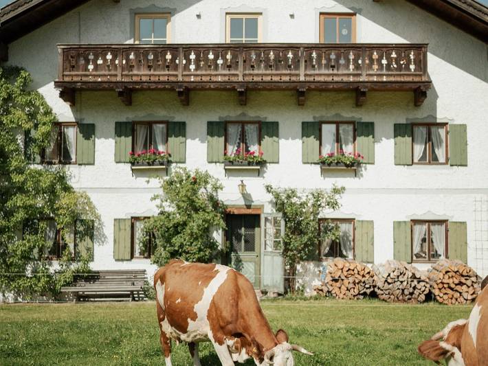 Ferienwohnung für 4 Personen, mit Seeblick und Balkon sowie Garten in Saulgrub