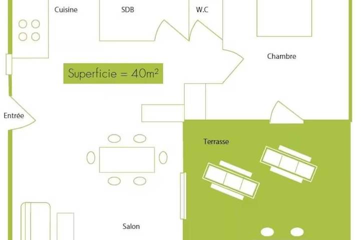 Appartement de vacances pour 4 personnes, avec piscine et balcon