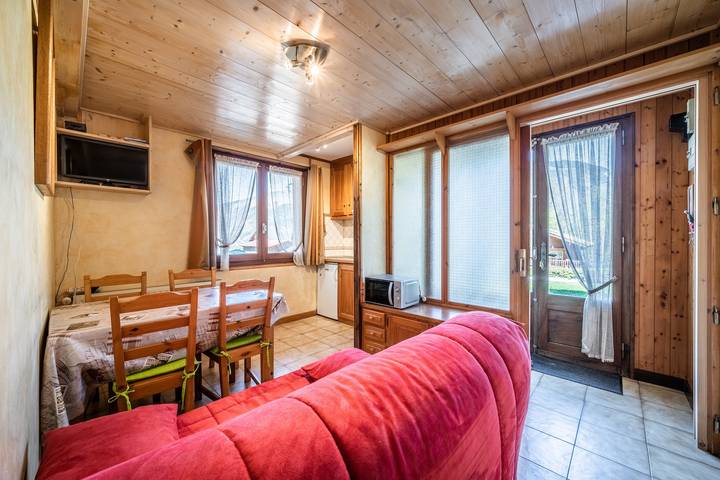 Appartement entier, "Studio Chénives - Morzine", avec vue sur les montagnes, terrasse privée et Wi-Fi in Morzine, Les Portes du Soleil
