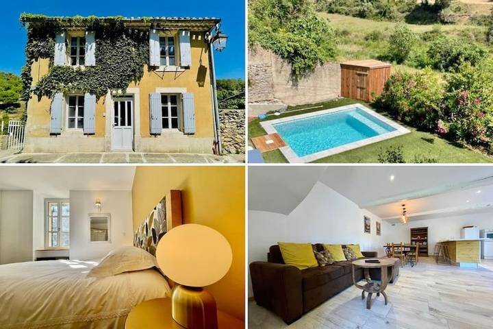Location de vacances pour 8 personnes, avec piscine ainsi que vue et jardin à Aragon