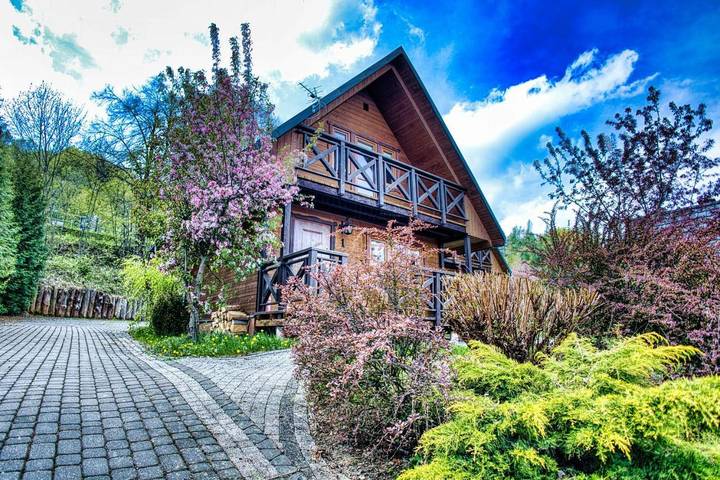 Domek letniskowy dla 7 osób, z ogród i widok oraz sauna i widok na jezioro, zwierzęta dozwolone w Solina