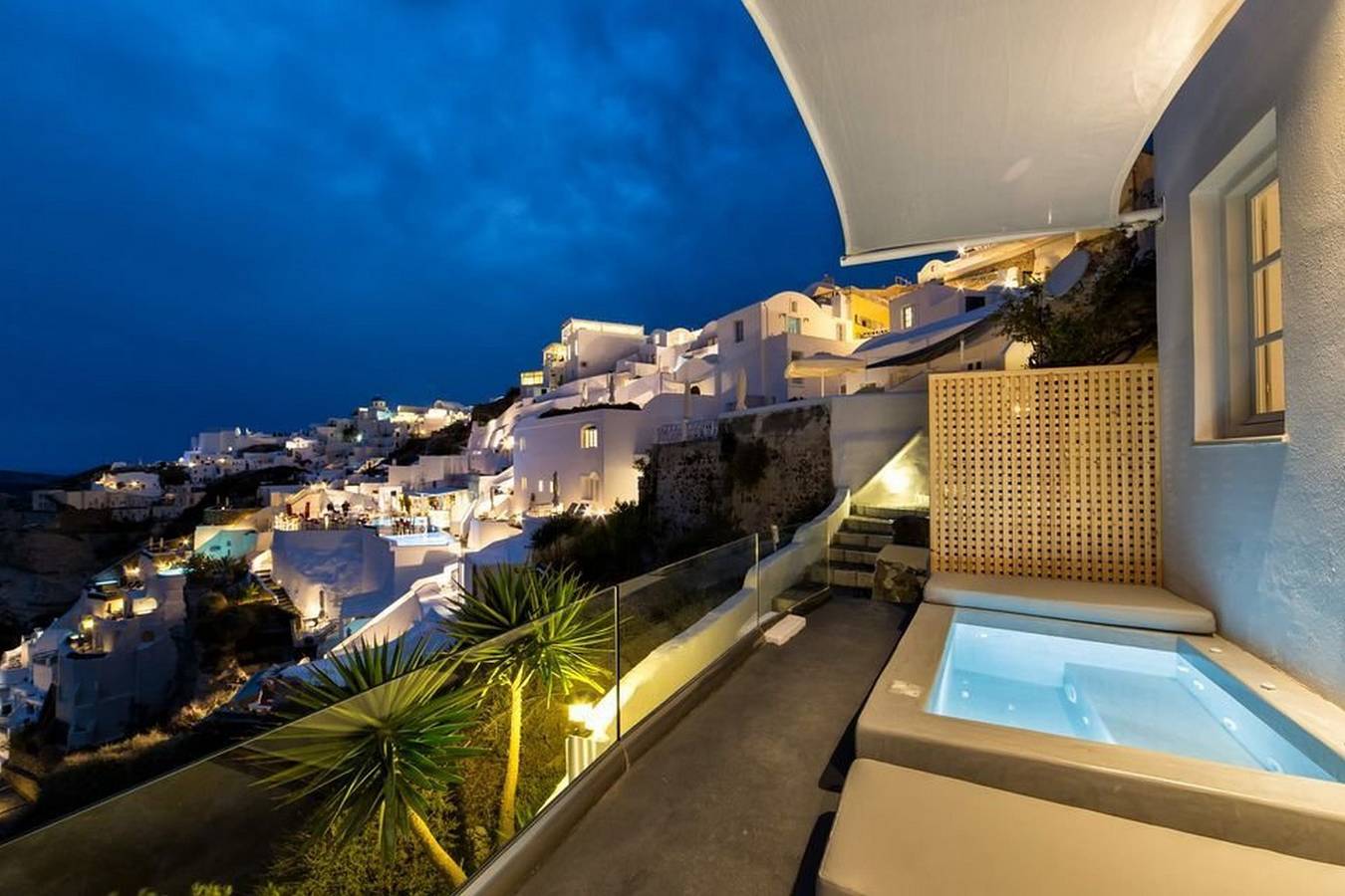 Charming Santorini Suite | Yagos Suite | 1 Bedroom | Min. Children Age: 12 Years | Private Furnished Balcony with Hot Tub Overlooking the Sea | Spacious Shared Sun Terrace and Swimming Pool with Breathtaking Caldera View | Oia in Oia, Santorin
