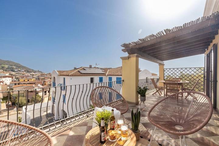 Ferienwohnung für 4 Personen, mit Balkon und Terrasse sowie Ausblick