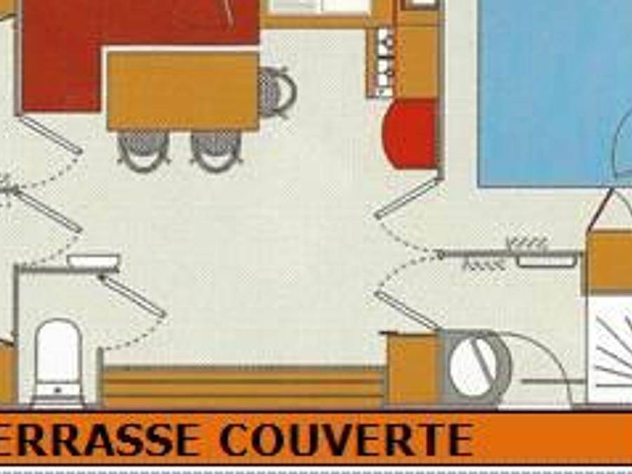 Camping Le Mas de L'isle - Mobilheim 7 personen - Nevada 3 Zimmer - 32 m² - mit Klima + Tv - überdachte Terrasse auf 16 m² - -. in Lunel, Mittelmeerküste (Frankreich)
