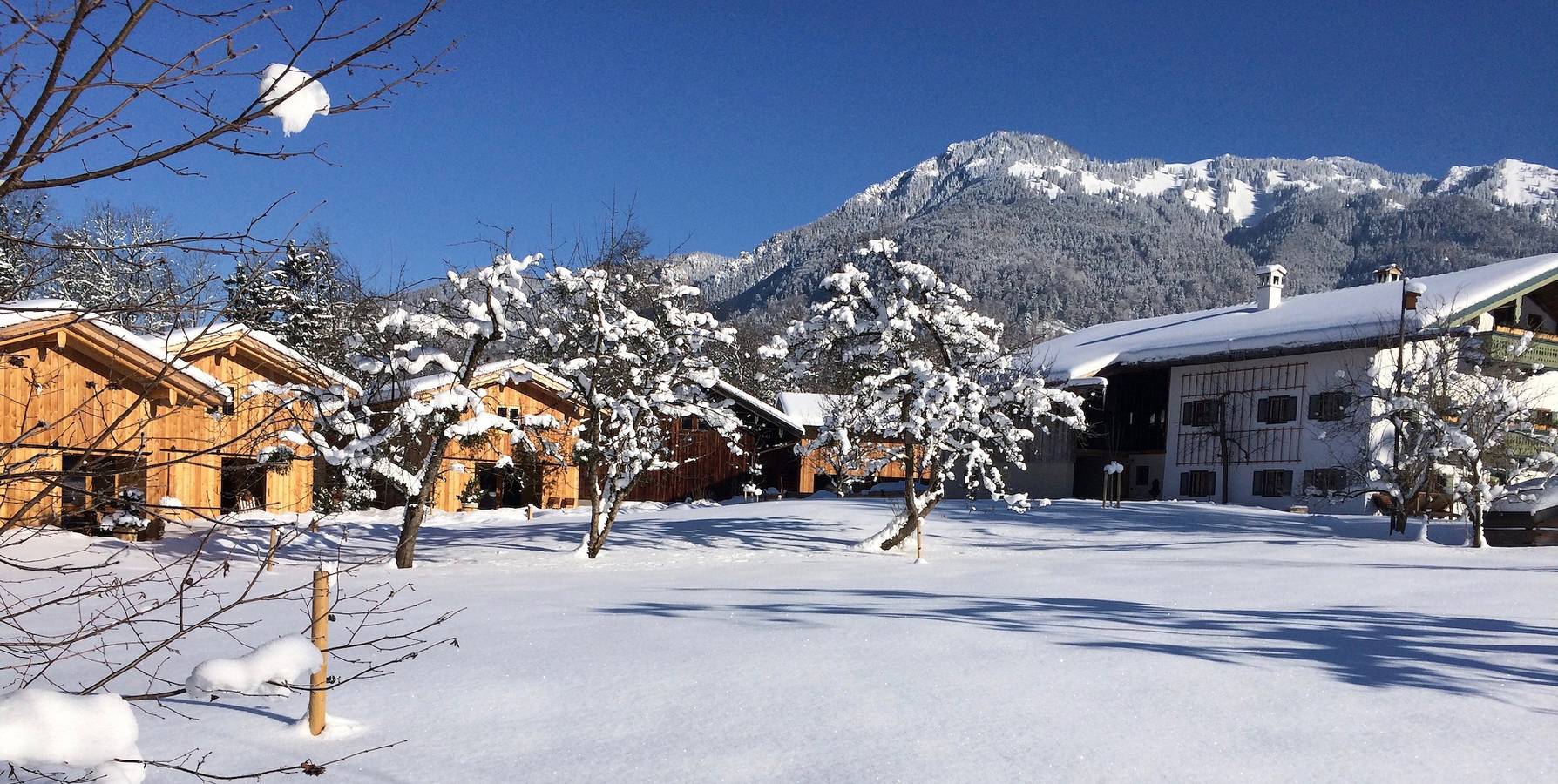 Lohei - Chalets im Chiemgau - Chalet Hollerhäusl, ganzes Haus, 50 qm für 2-4 Personen, Wohnbereich mit Kochecke und Galerie in Unterwössen, Bayerische Alpen