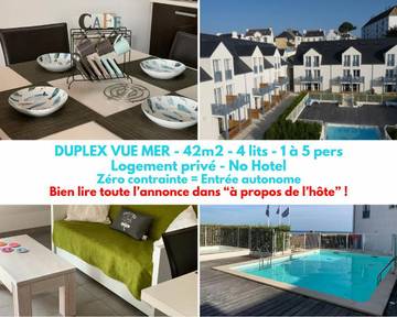 Gîte pour 5 personnes, avec sauna ainsi que vue et piscine dans Plage Tres-Cadec