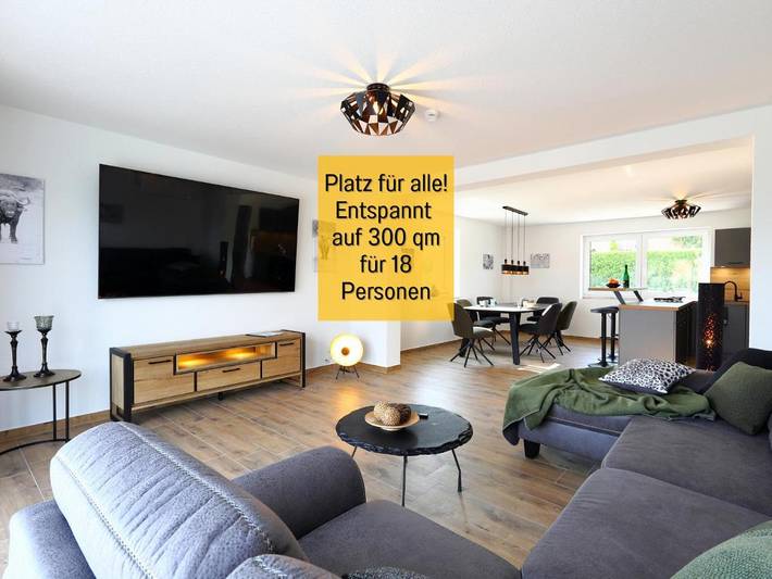 Ferienhaus für 18 Personen, mit Balkon und Terrasse sowie Garten und Ausblick