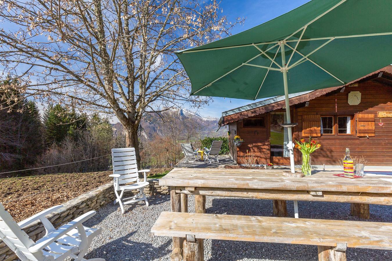 Chalé 'Sauvage' com Vista de Montanha, Terraço Privado e Wi-Fi in La Sambuy-Seythenex, Seythenex