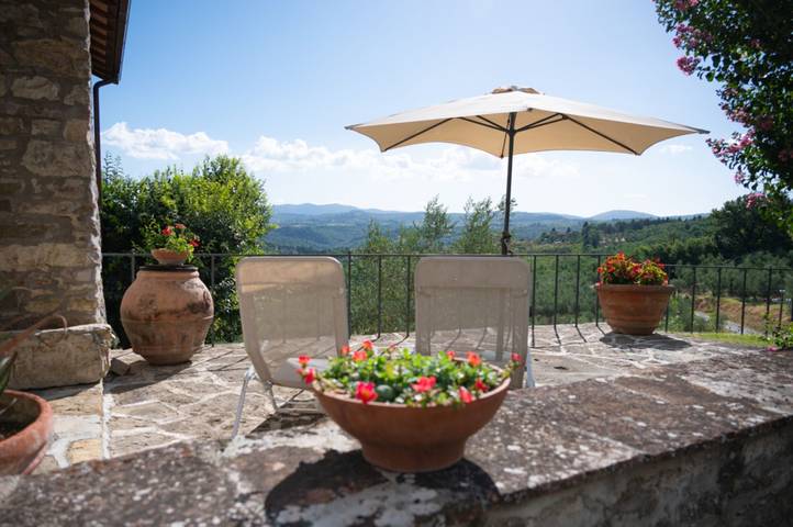 Geheel appartement, Appartement 'Fienile' met privéterras, wifi en airconditioning in Pelago, Valdarno