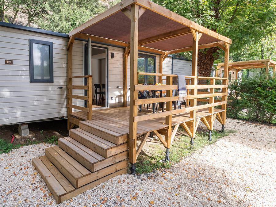 Camping du Château de l'Hom  - Stacaravan 6 personen - Clim - Tv - Lv in Saumane, Cevennen