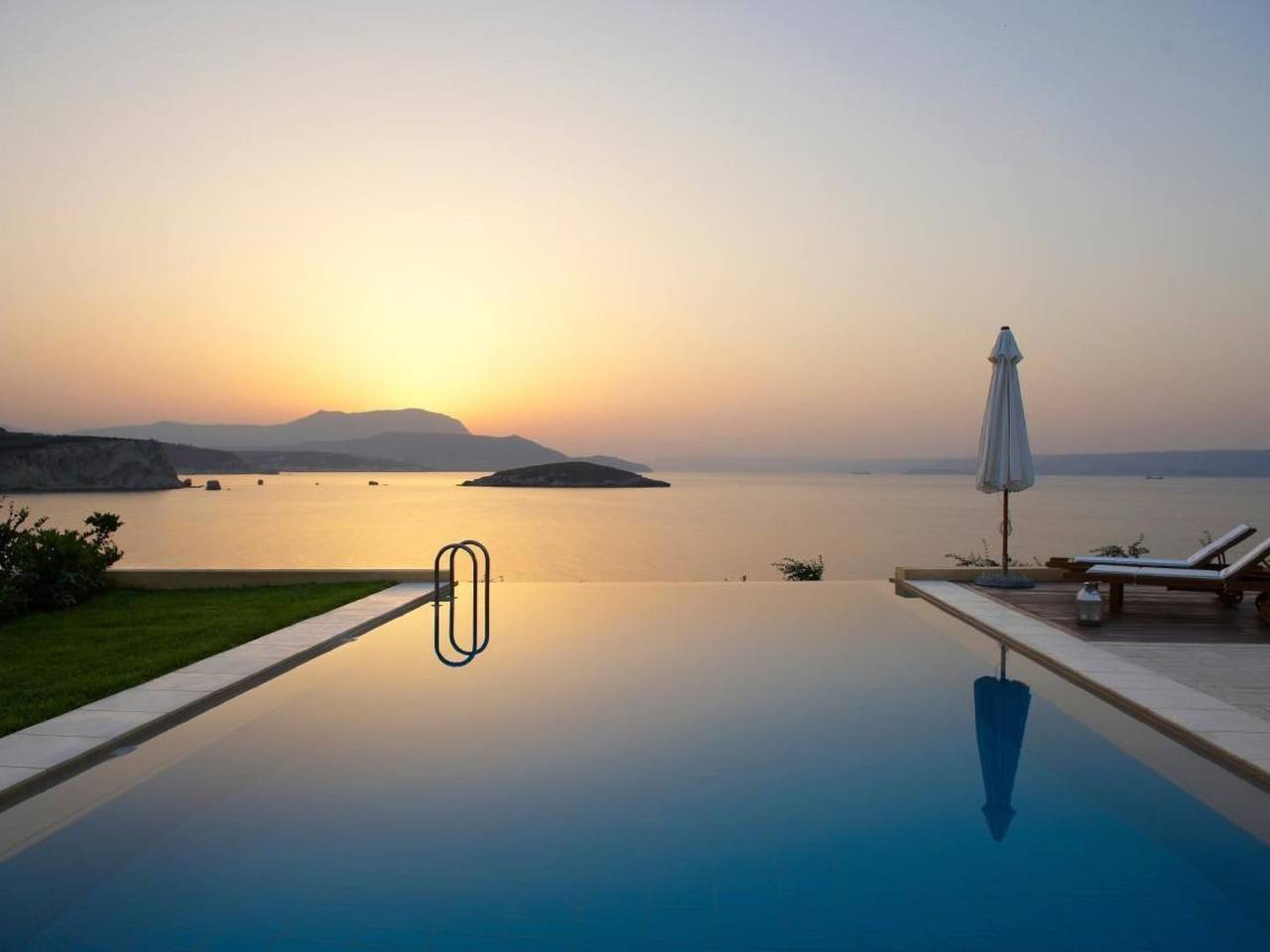 Anemos Villa Ferienhaus Aussicht Gemütlicher beheizter Pool in Almyrida, Vamos