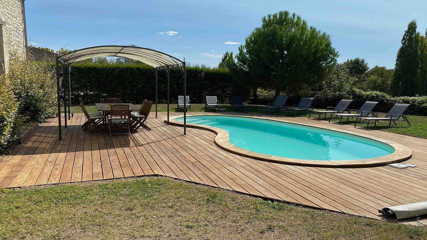 Maison de vacances pour 8 personnes, avec terrasse ainsi que piscine et jardin