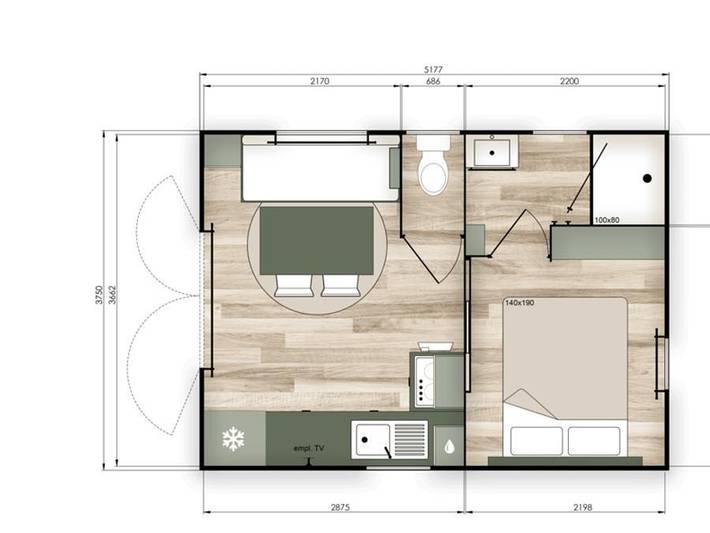 Mobil home pour 2 personnes, avec bassin pour enfant à Saint-Rome-de-Tarn - 3
