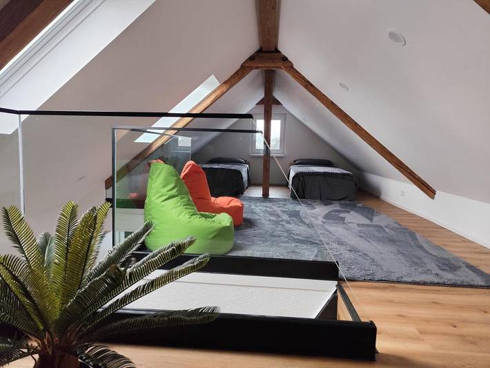 Ferienwohnung für 10 Personen, mit Terrasse und Garten sowie Sauna und Ausblick in Bad Buchau