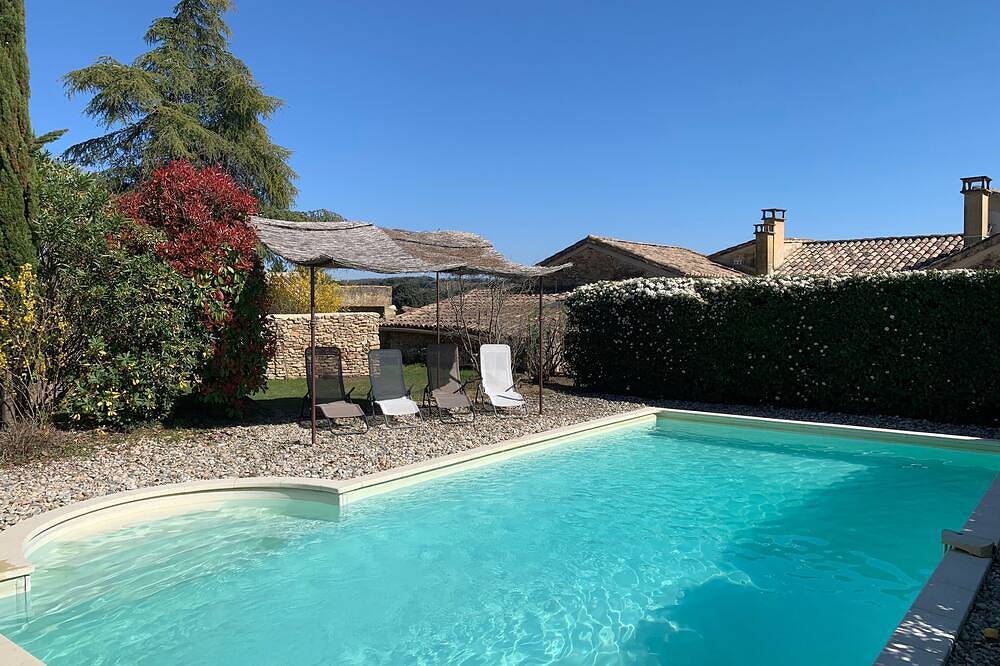 Ferienhaus in Mas, privater Pool am Ferienhaus, in der Nähe von Uzes in Le Pin, Nimes und Umgebung