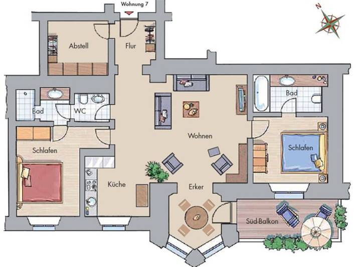 Ferienwohnung für 4 Personen, mit Balkon und Garten sowie Sauna in Bastorf - 4