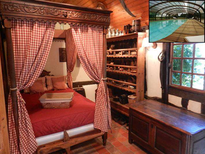 Gîte pour 2 personnes, avec piscine et jacuzzi ainsi que terrasse et jardin