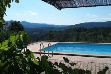 Gîte pour 4 personnes, avec terrasse et jardin ainsi que piscine et jacuzzi à Chambonas