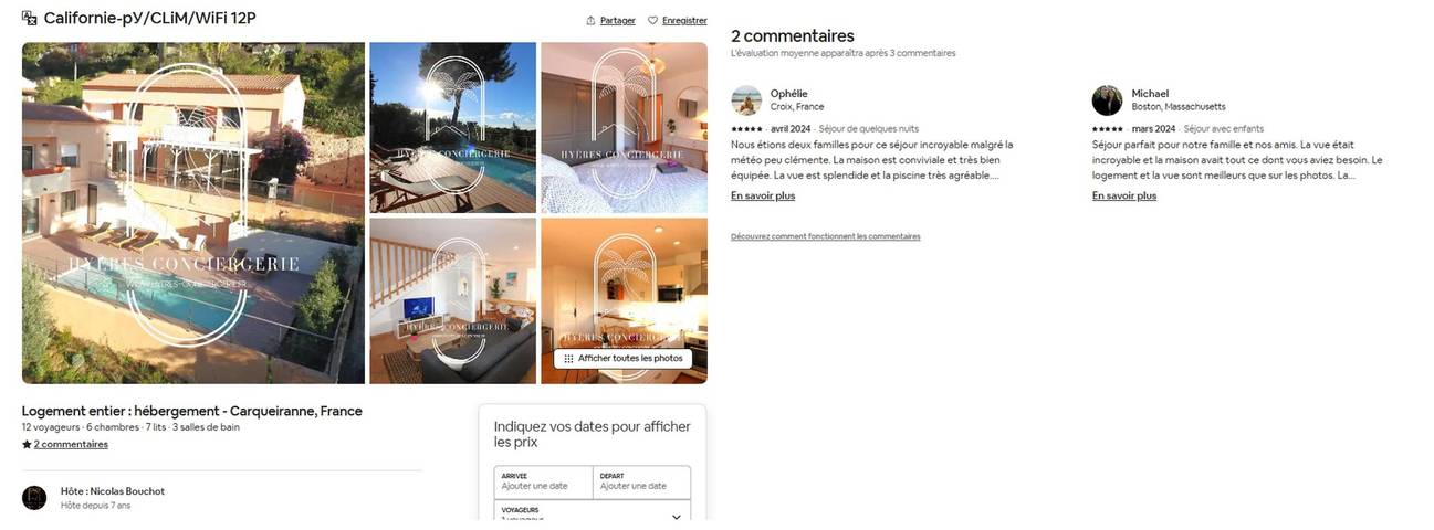 Gîte pour 12 personnes, avec piscine ainsi que terrasse et jardin, adapté aux familles dans Plage Font Brun Carqueiranne - 2