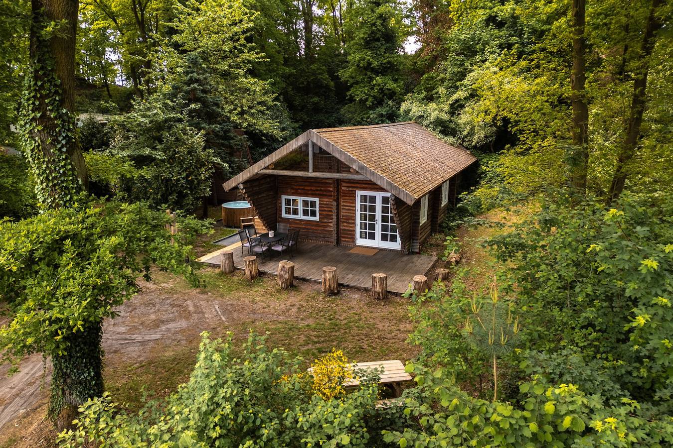 Unieke karakteristieke blokhut voor 6 personen op vakantiepark Sandberghe in Uden, Noord-Brabant