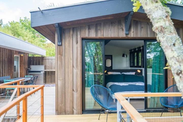Maison de vacances pour 14 personnes, avec vue ainsi que balcon et piscine sur la Dune du Pilat