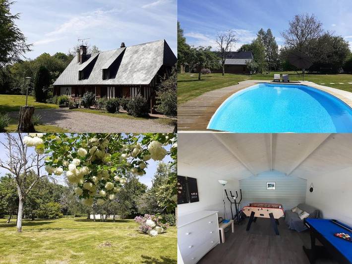 Location de vacances pour 11 personnes, avec vue ainsi que jardin et piscine dans Le Planquay