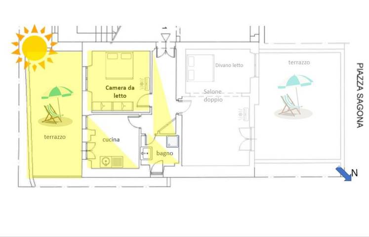 B&b per 2 persone, con giardino e terrazza in Ostia