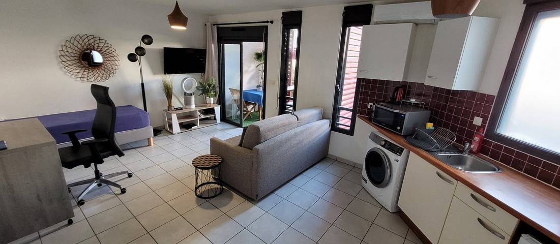 Studio pour 3 personnes, avec jardin