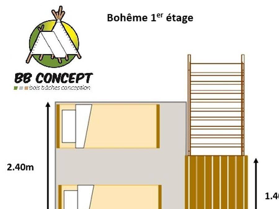 Flower Camping La Grande Plage - Bungalow 3 personen - Bungalow "Bohème" 14m² (2025) 2/3 Pers. in Plobannalec-Lesconil, Quimper und Umgebung