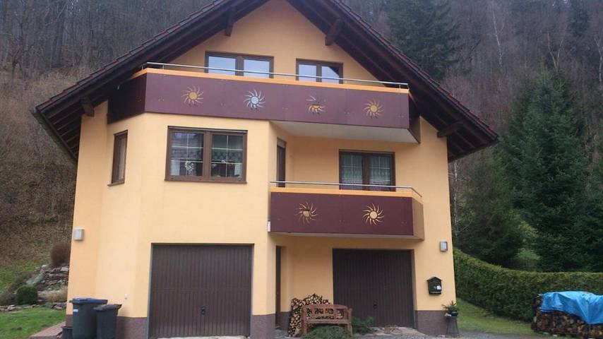 Ferienwohnung für 4 Personen, mit Balkon und Terrasse sowie Garten und Ausblick in Oberschönau