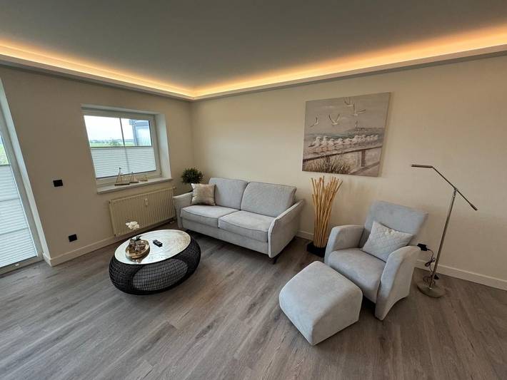 Ferienwohnung für 4 Personen, mit Garten und Terrasse sowie Ausblick, mit Haustier in Dranske