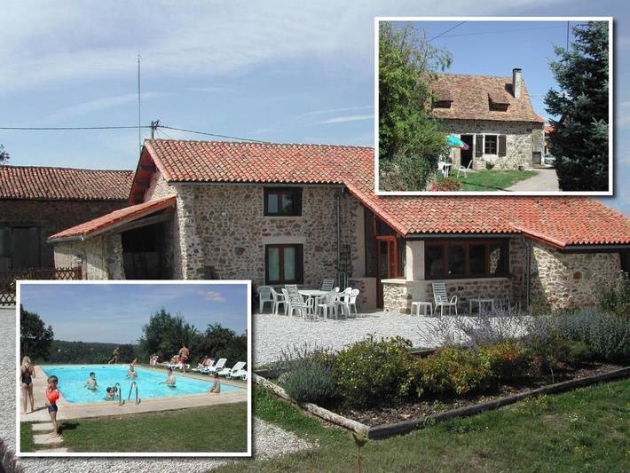 Location de vacances pour 12 personnes, avec Terrasse et Jardin ainsi que Piscine et Vue à Bussière-Badil