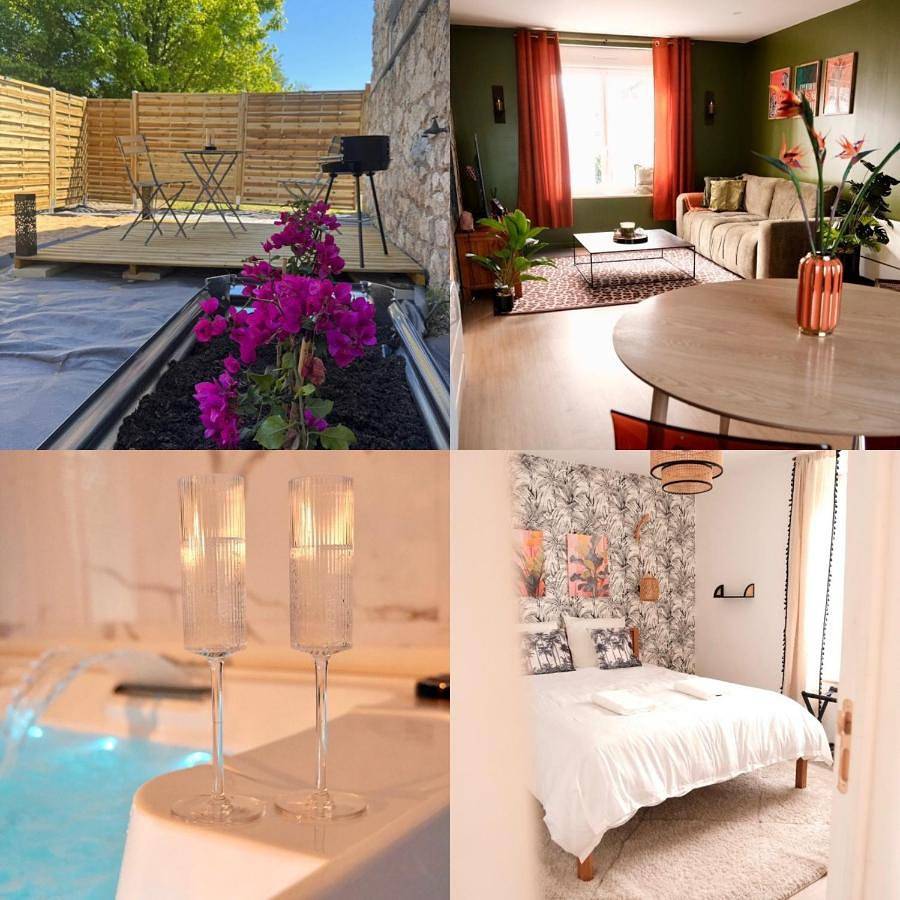 Jungle Room avec jacuzzi privé, rétro-projecteur, jardin & terrain de pétanque in Saint-Yzan-de-Soudiac, Région de Blaye
