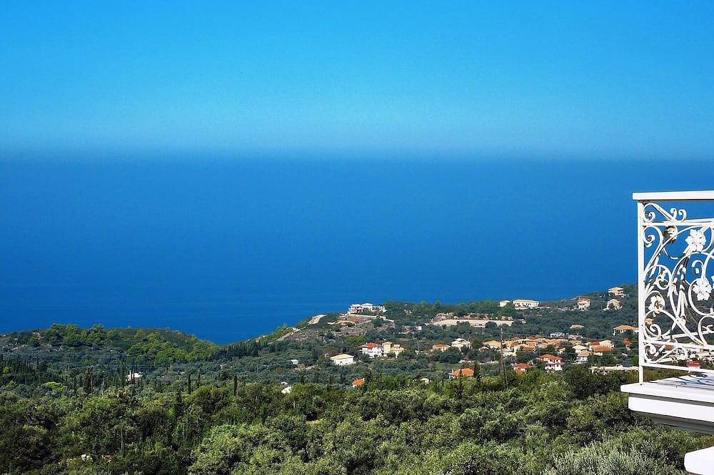 Romantische Luxusvilla mit eigenem Pool, Panoramablick auf das Meer und verträumten Sonnenuntergang in Griechenland