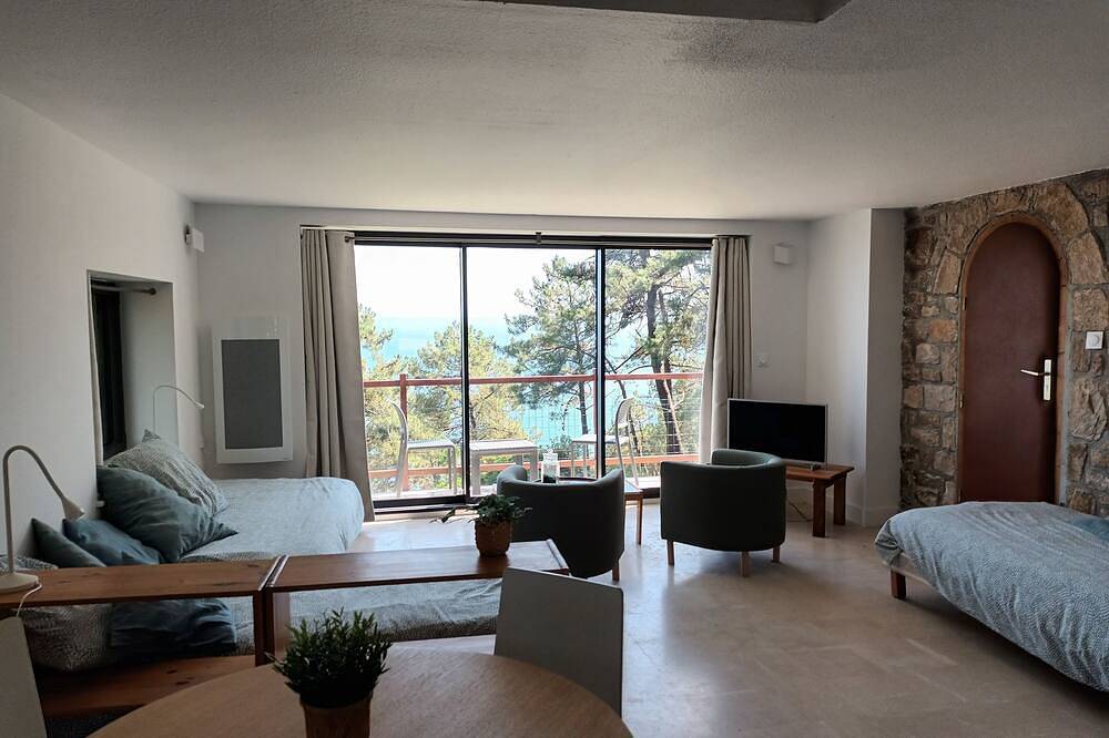 Ganze Wohnung, Independent apartment - expectionnal sea view - swimming pool - 3 persons in Morgat, Crozon