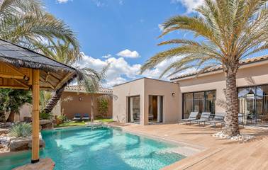 Location de vacances pour 12 personnes, avec jardin ainsi que terrasse et piscine à Puimisson