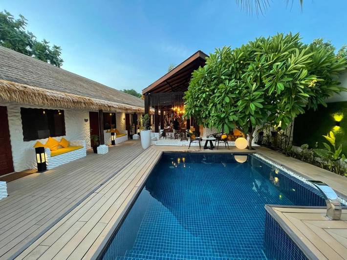 Hôtel pour 2 personnes, avec piscine et sauna ainsi que vue et jardin dans Maldives