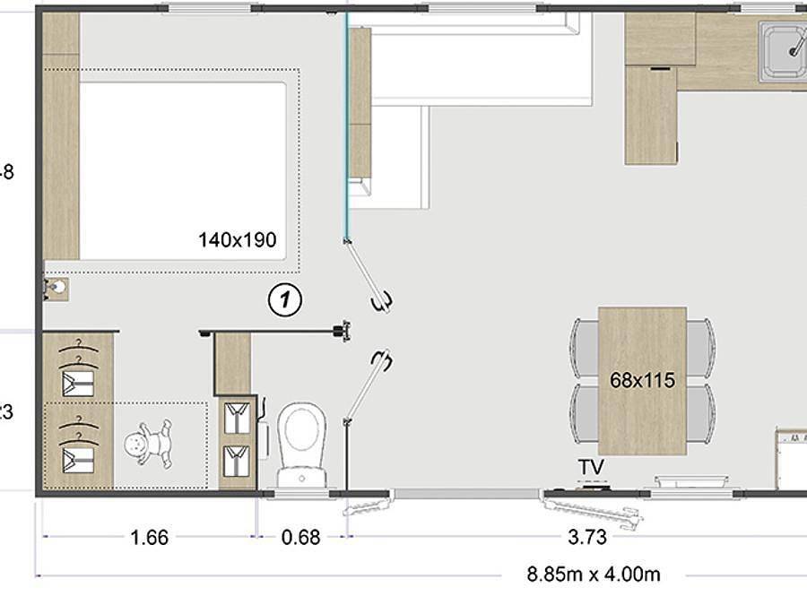 Camping les Rives du Lac Cantalès - Mobilheim 4 personen - Conforta (2 Zimmer ) in Saint-Gérons, Aurillac und Umgebung
