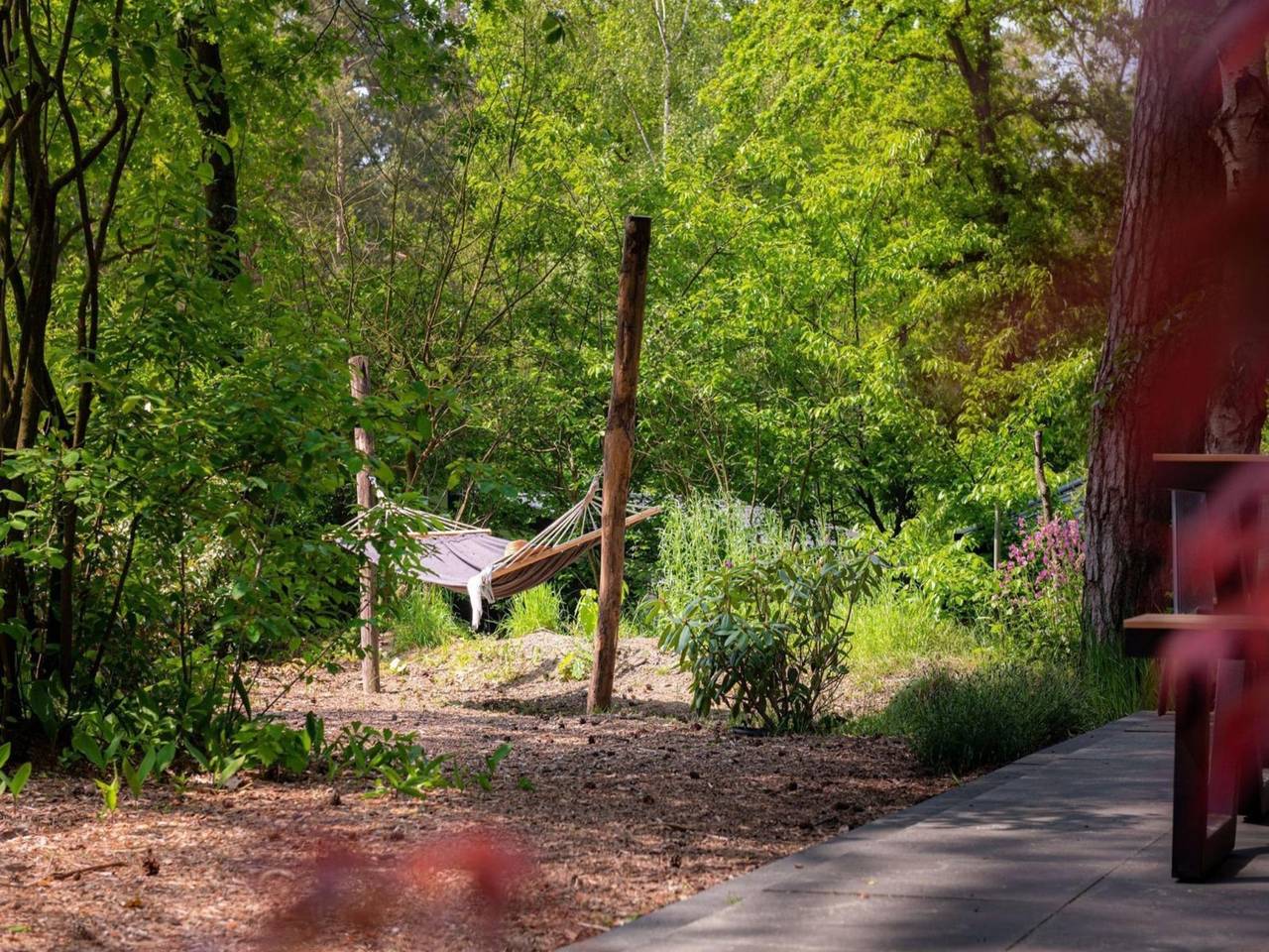 Royale sfeervolle lodge op een rustig bospark in Nunspeet, Veluwe