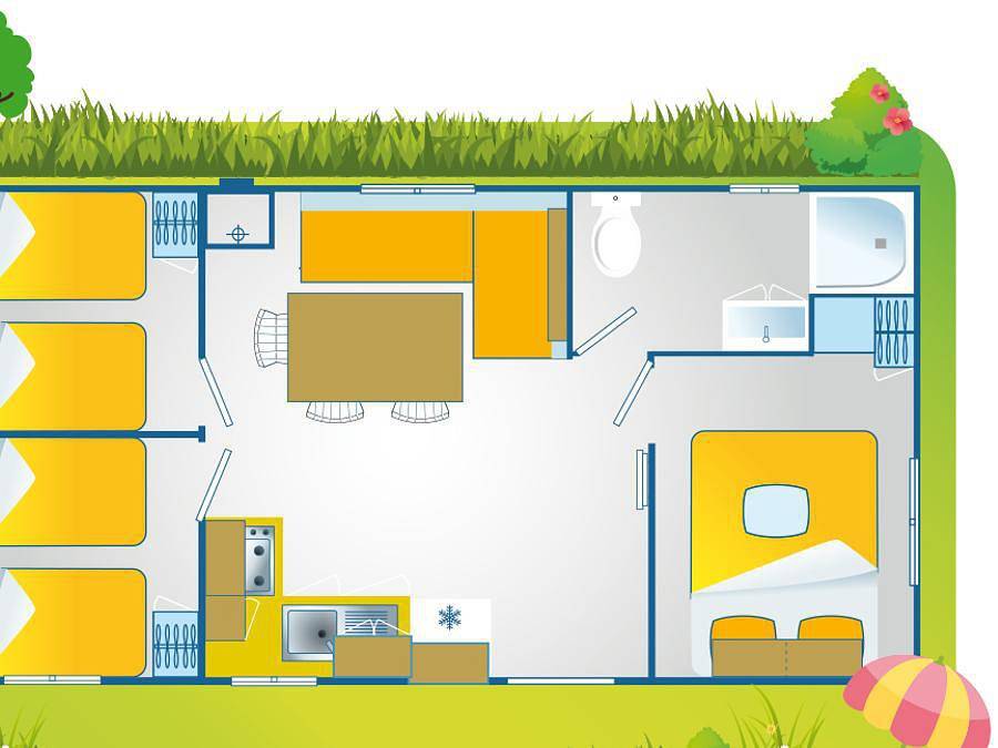 Hu Park Albatros Village - Mobilheim 7 personen - Happy Premium in San Vincenzo, Etruskische Küste