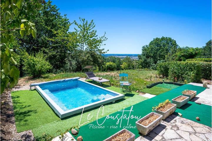 Maison de vacances pour 6 personnes, avec vue ainsi que piscine et terrasse, animaux acceptés