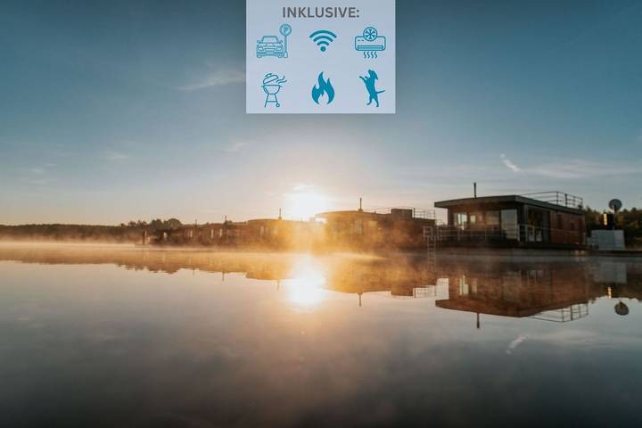 Ferienhaus für 4 Personen, mit Seeblick und Terrasse sowie Ausblick in der Lausitz